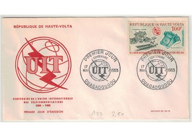 FDC ALTO VOLTA 1965 Centenario UIT