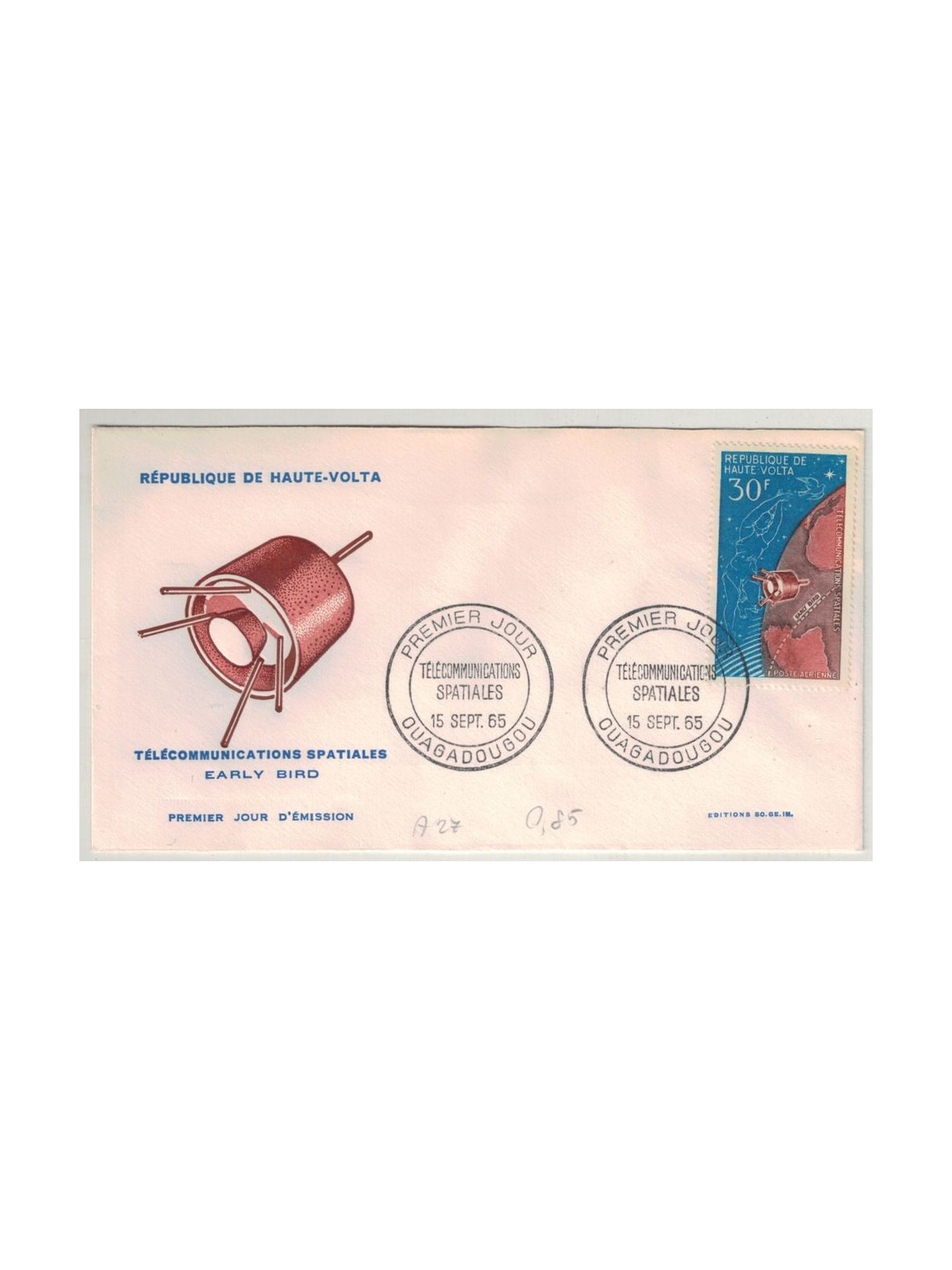 FDC UPPER VOLTA 1965 Space Telecommunications