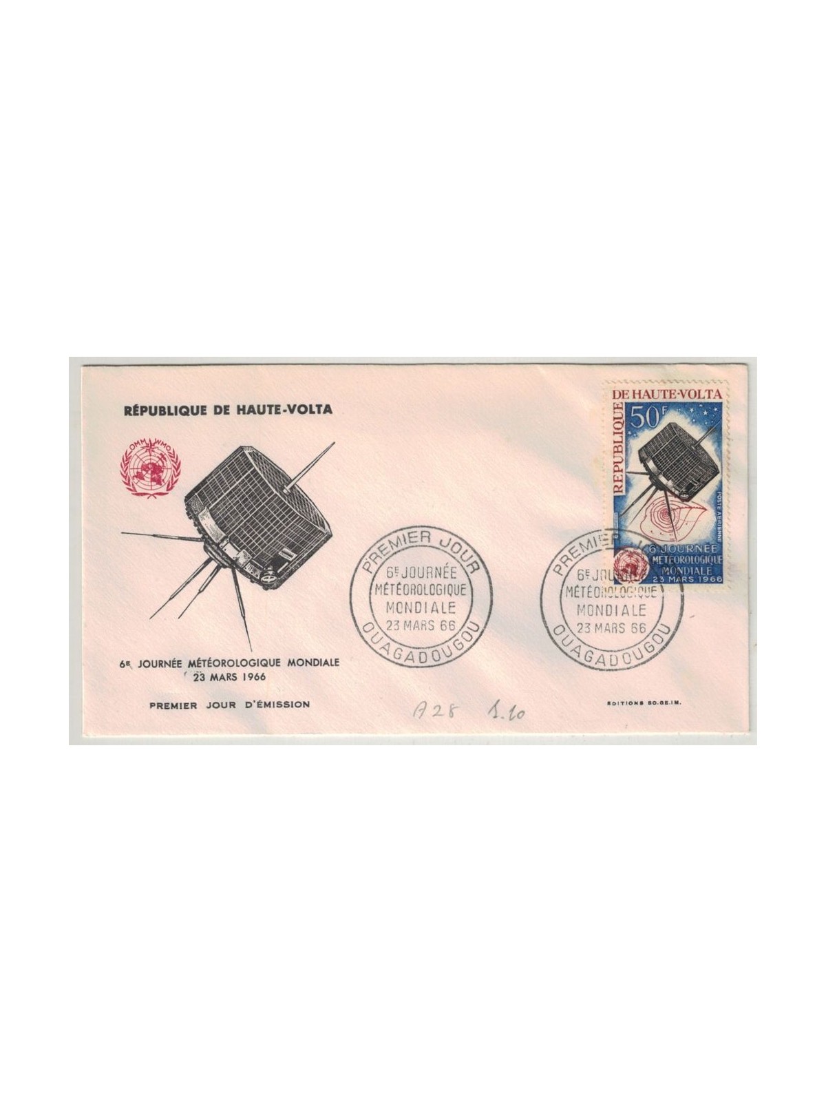 FDC ALTO VOLTA 1966 Giornata meteorologica mondiale