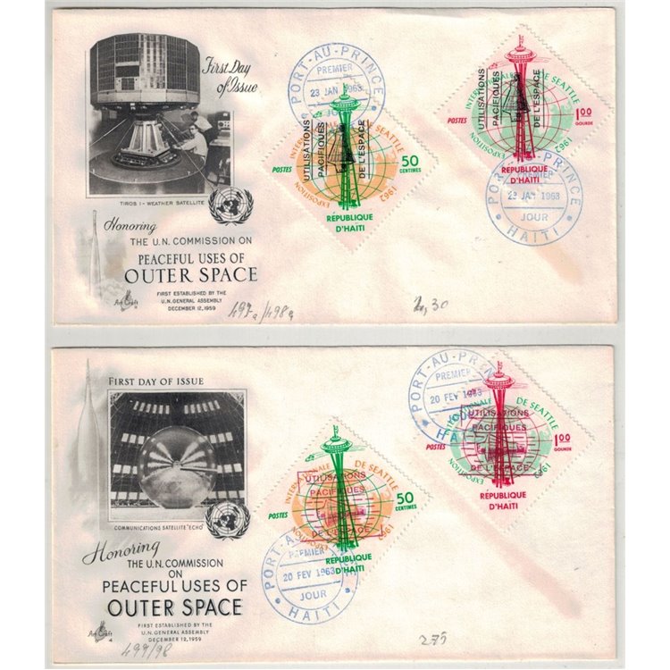 FDC HAITI 1963 Uso pacifico dello spazio