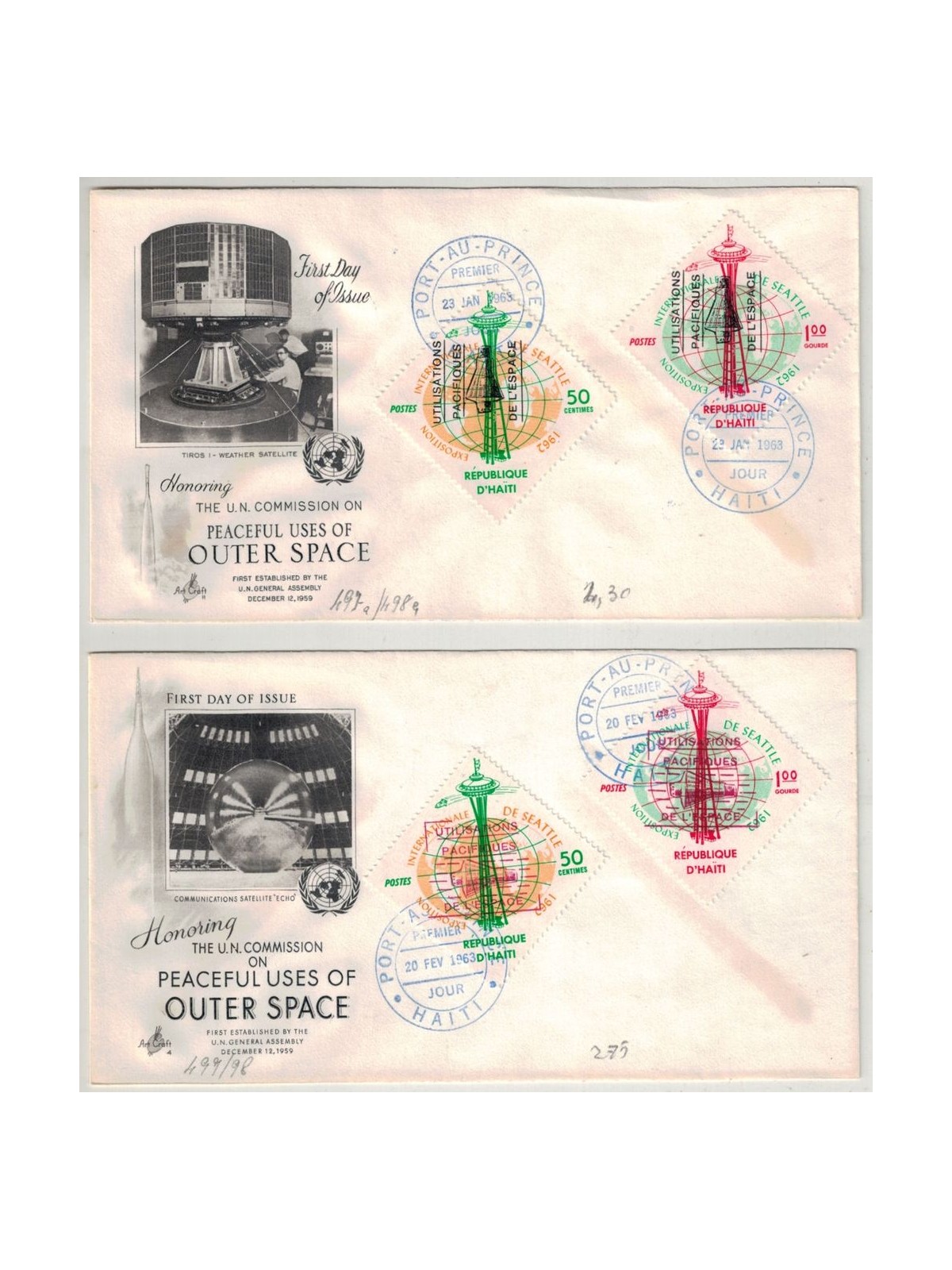 FDC HAITI 1963 Uso pacifico dello spazio