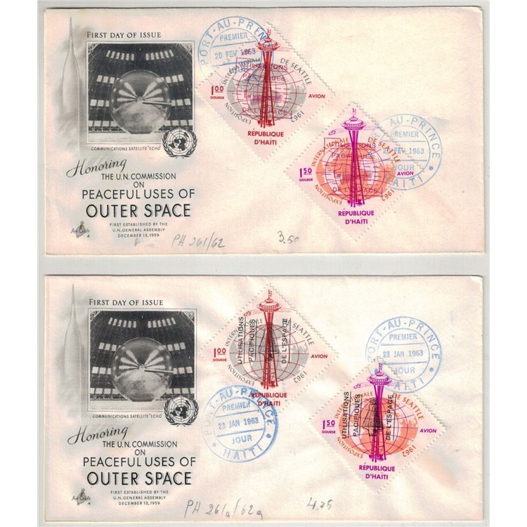 FDC HAITI 1963 Uso pacifico dello spazio, posta aerea