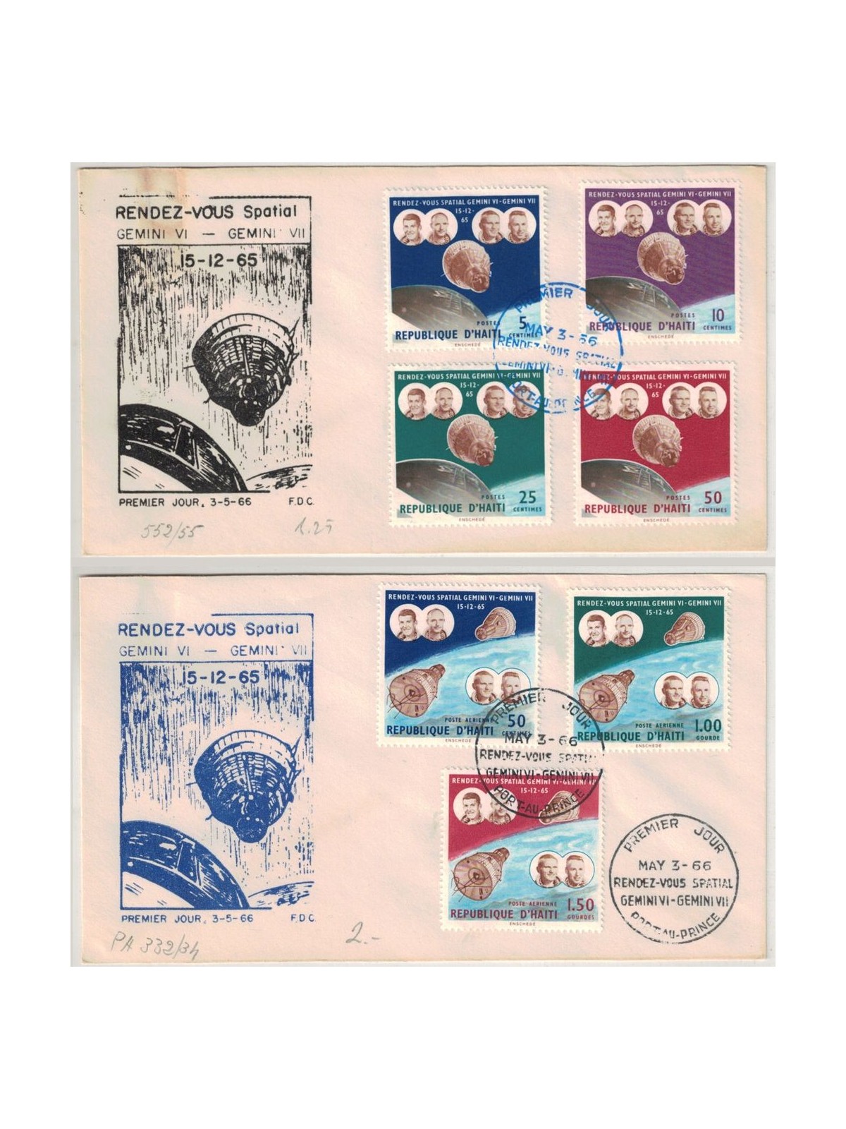 FDC HAITI 1966 Space Flights, Gemini VI and Gemini VII