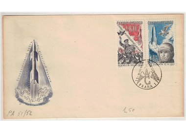 FDC CZECHOSLOVAKIA 1961 1st Soviet cosmonaut in space, Yuri Gagarin