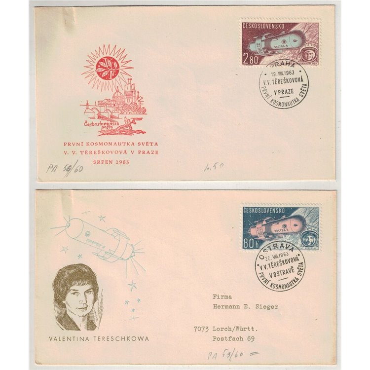 FDC CZECHOSLOVAKIA 1963 Joint flight of spacecraft Wostok 5 and 6