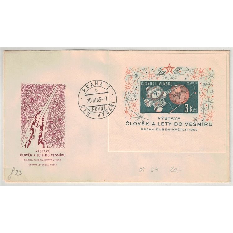 FDC CZECHOSLOVAKIA 1963 Space Exploration Exhibition