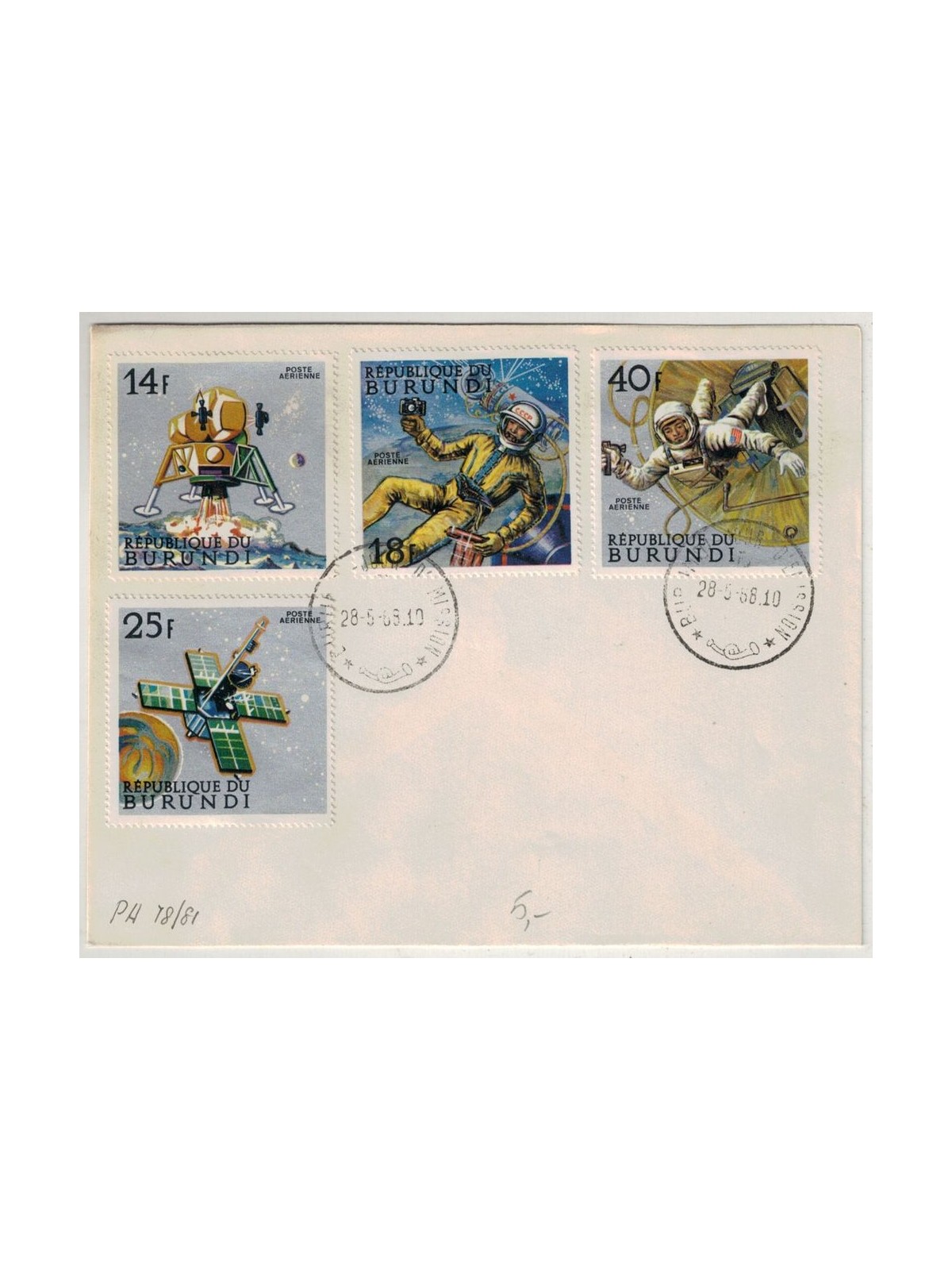 FDC BURUNDI 1968 Programma spaziale, posta aerea