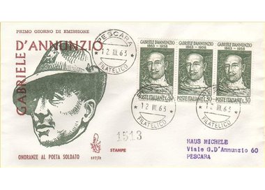 ITALIA 1963 FDC (Venetia) Gabriele D'annunzio racc