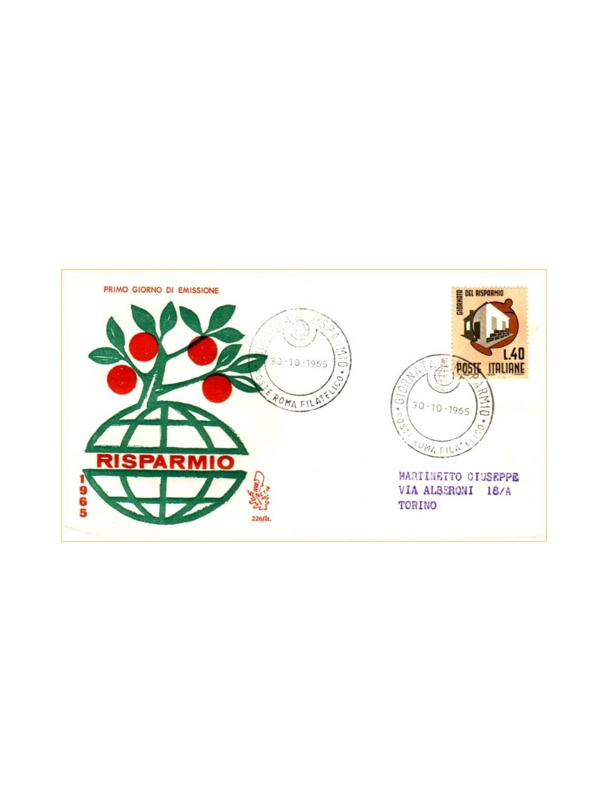 ITALY 1965 FDC (Venice) Savings Day ord