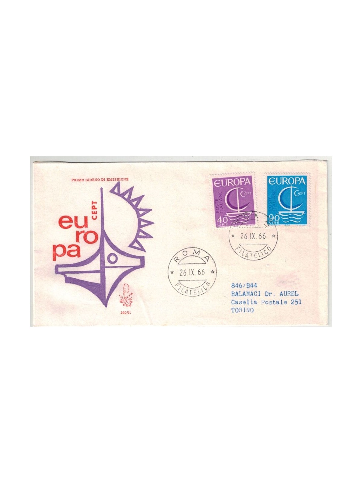 ITALIA 1966 FDC (Venetia) Europa Cept ord