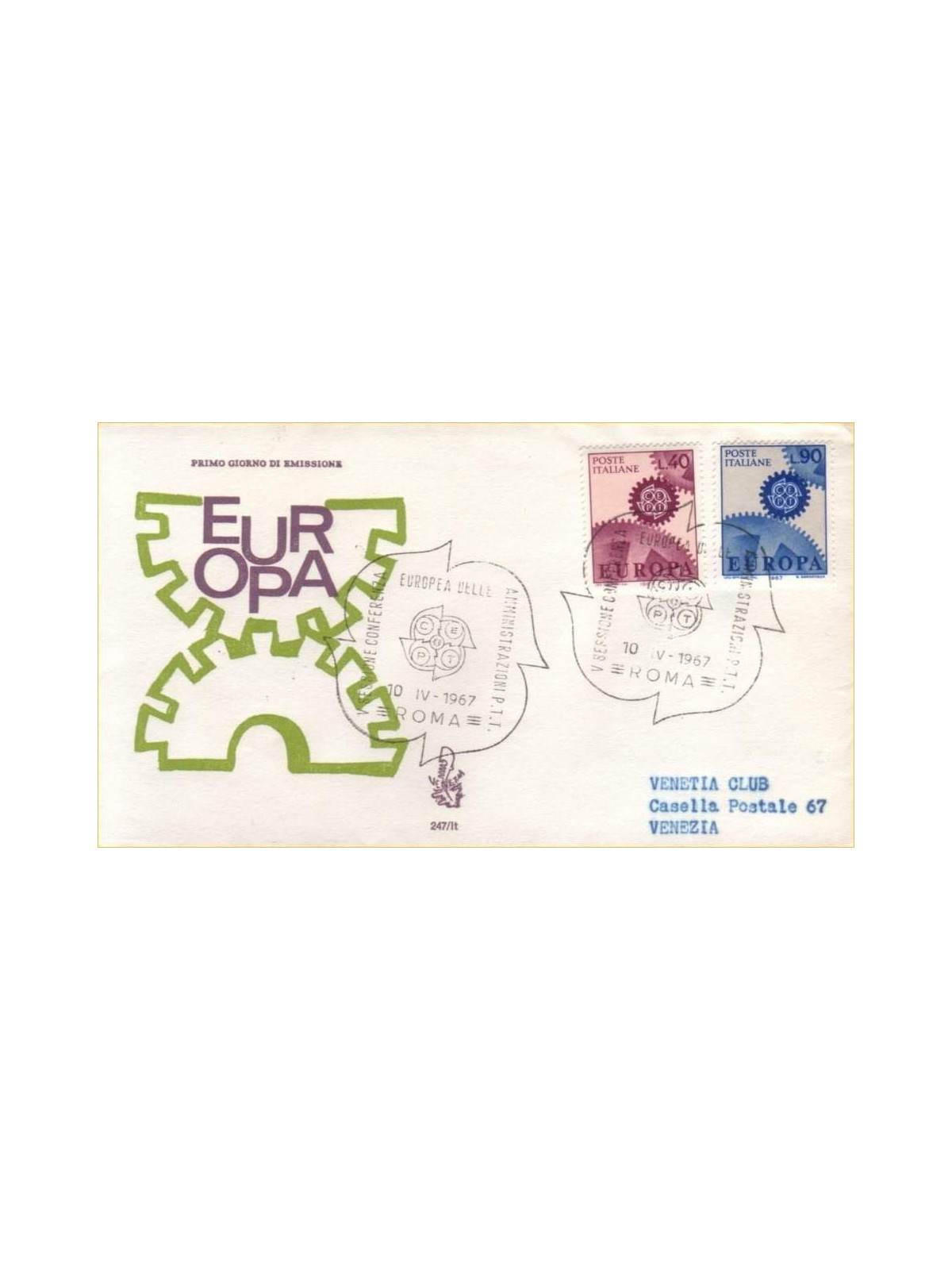 ITALIA 1967 FDC (Venetia) Europa Cept ord
