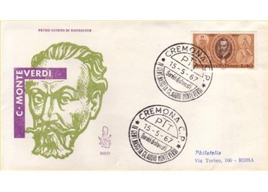 ITALIA 1967 FDC (Venetia) Claudio Monteverdi ord