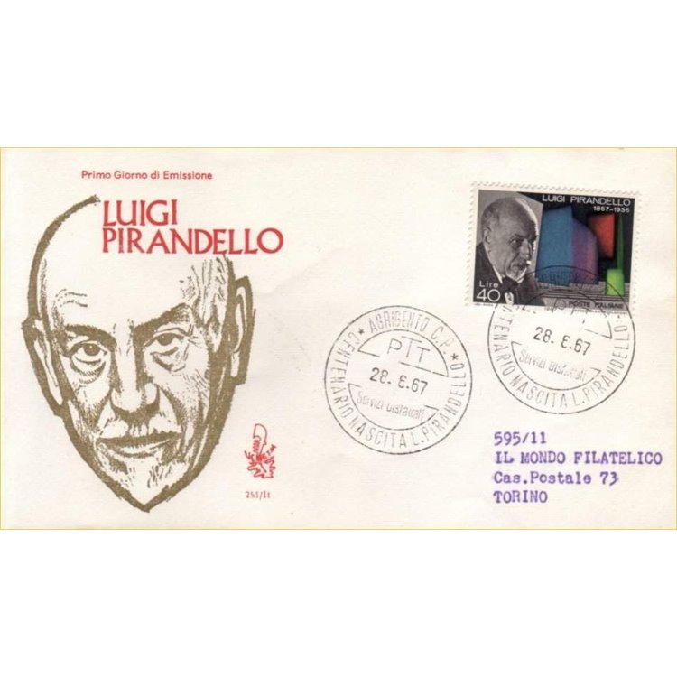 ITALY 1967 FDC (Venice) Luigi Pirandello ord
