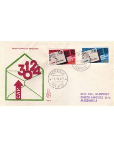 ITALY 1967 FDC (Venice) Postal Code