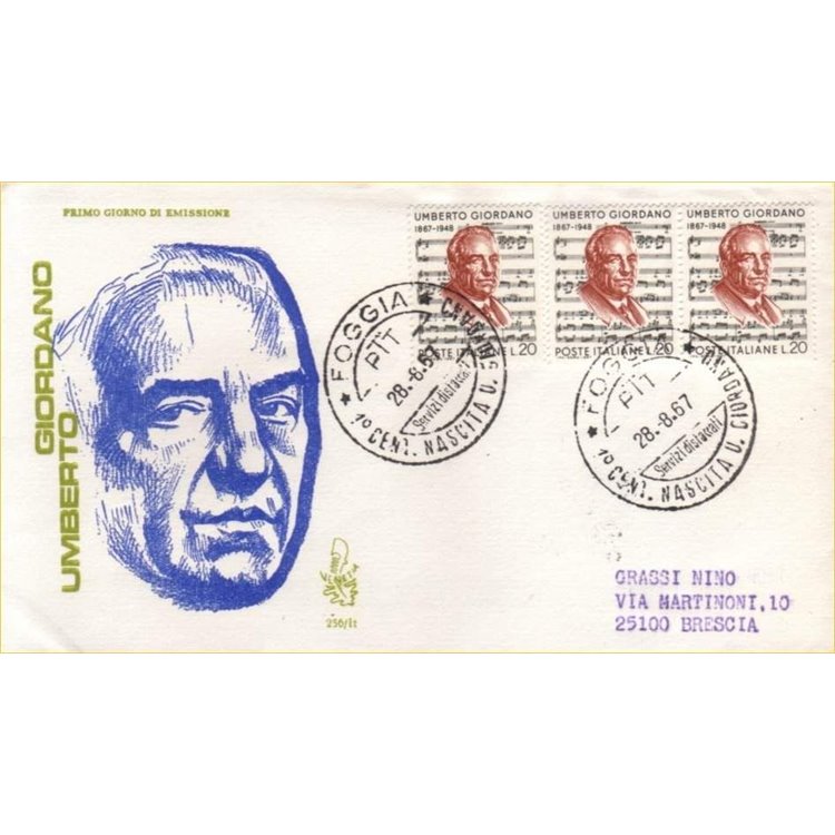 ITALY 1967 FDC (Venetia) Umberto Giordano ord
