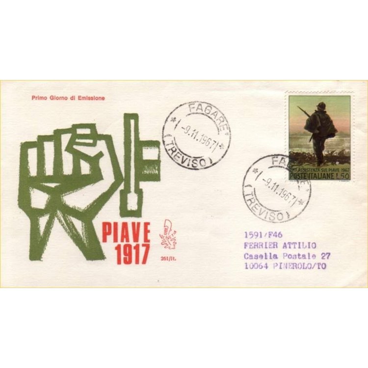 ITALY 1967 FDC (Venice) Resistance on the Piave ord