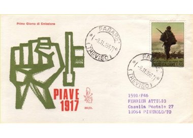 ITALIA 1967 FDC (Venetia) Resistenza sul Piave ord