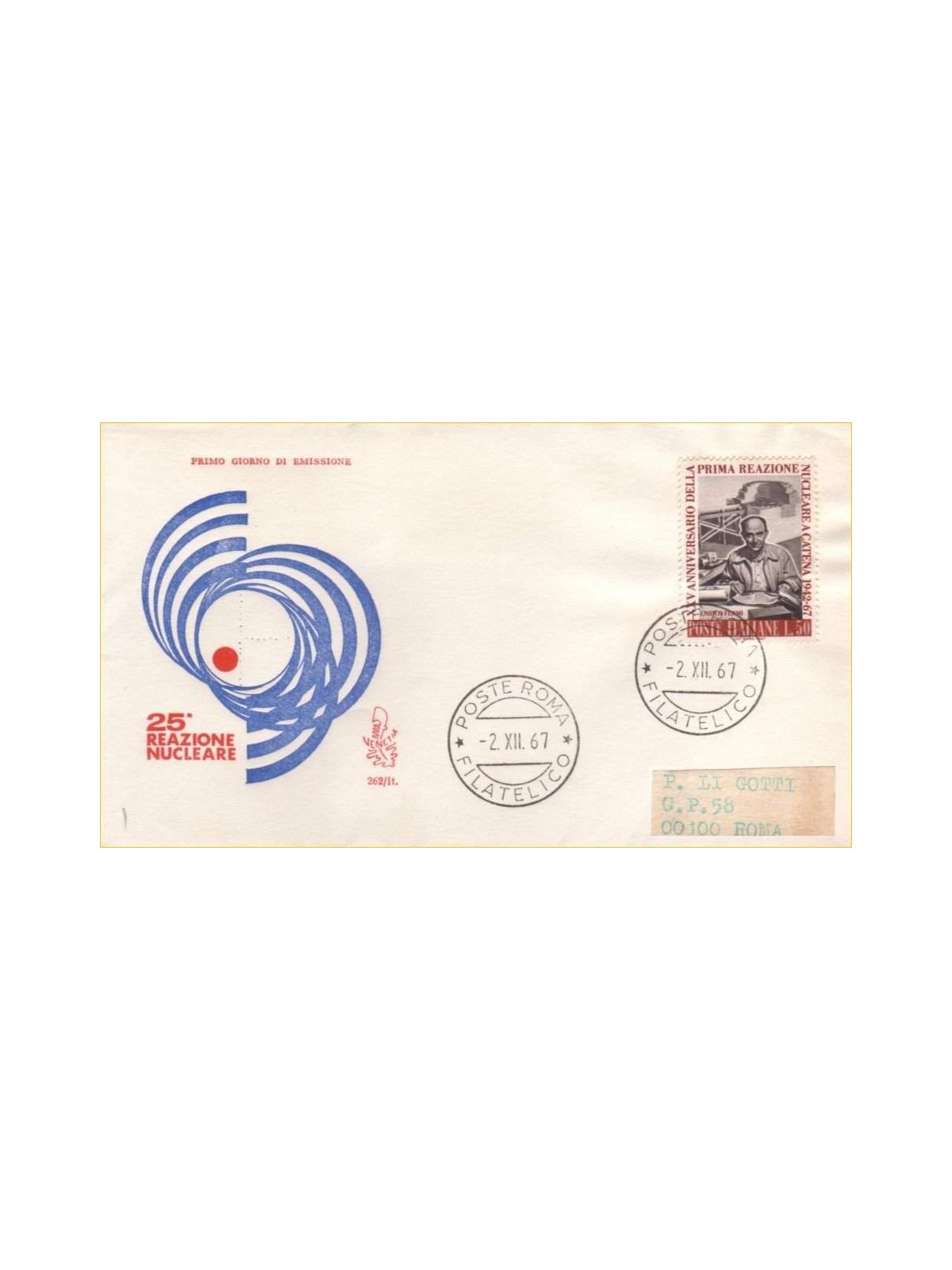ITALY 1967 FDC (Venice) Nuclear reaction order