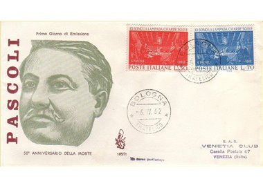 ITALY 1962 FDC (Venice) Giovanni Pascoli