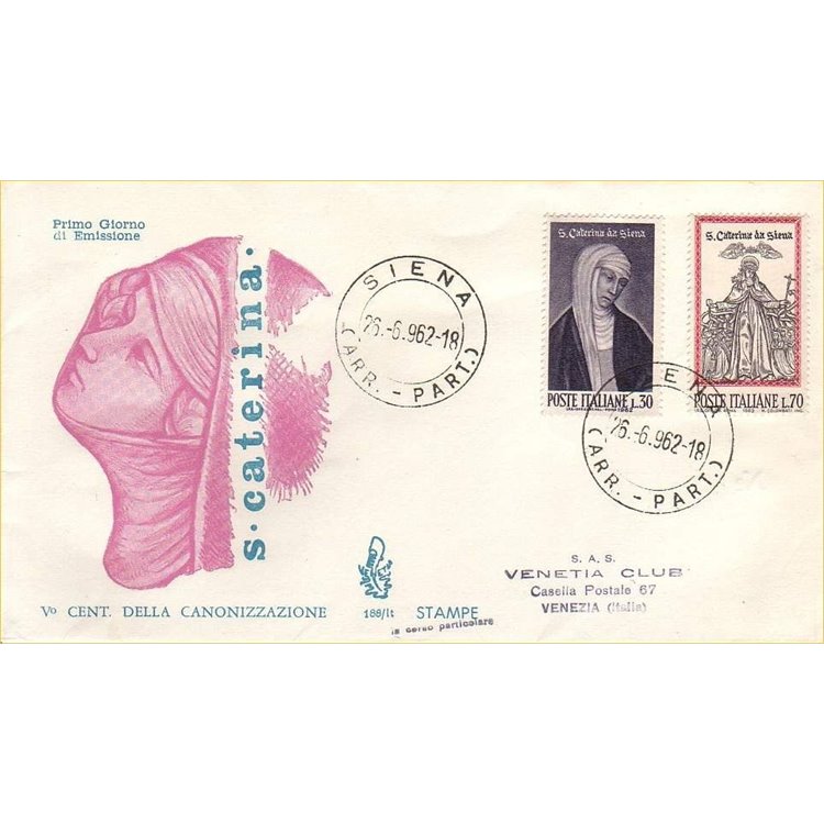 ITALIA 1962 FDC (Venetia) Santa Caterina