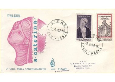 ITALY 1962 FDC (Venice) Santa Caterina