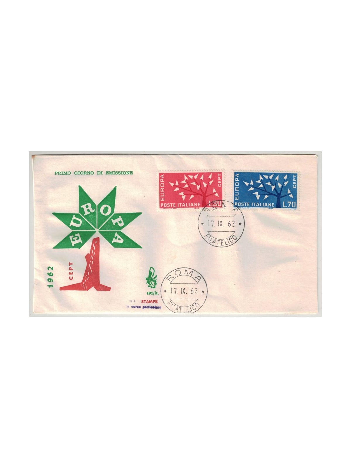 ITALY 1962 FDC (Venetia) Europa Cept