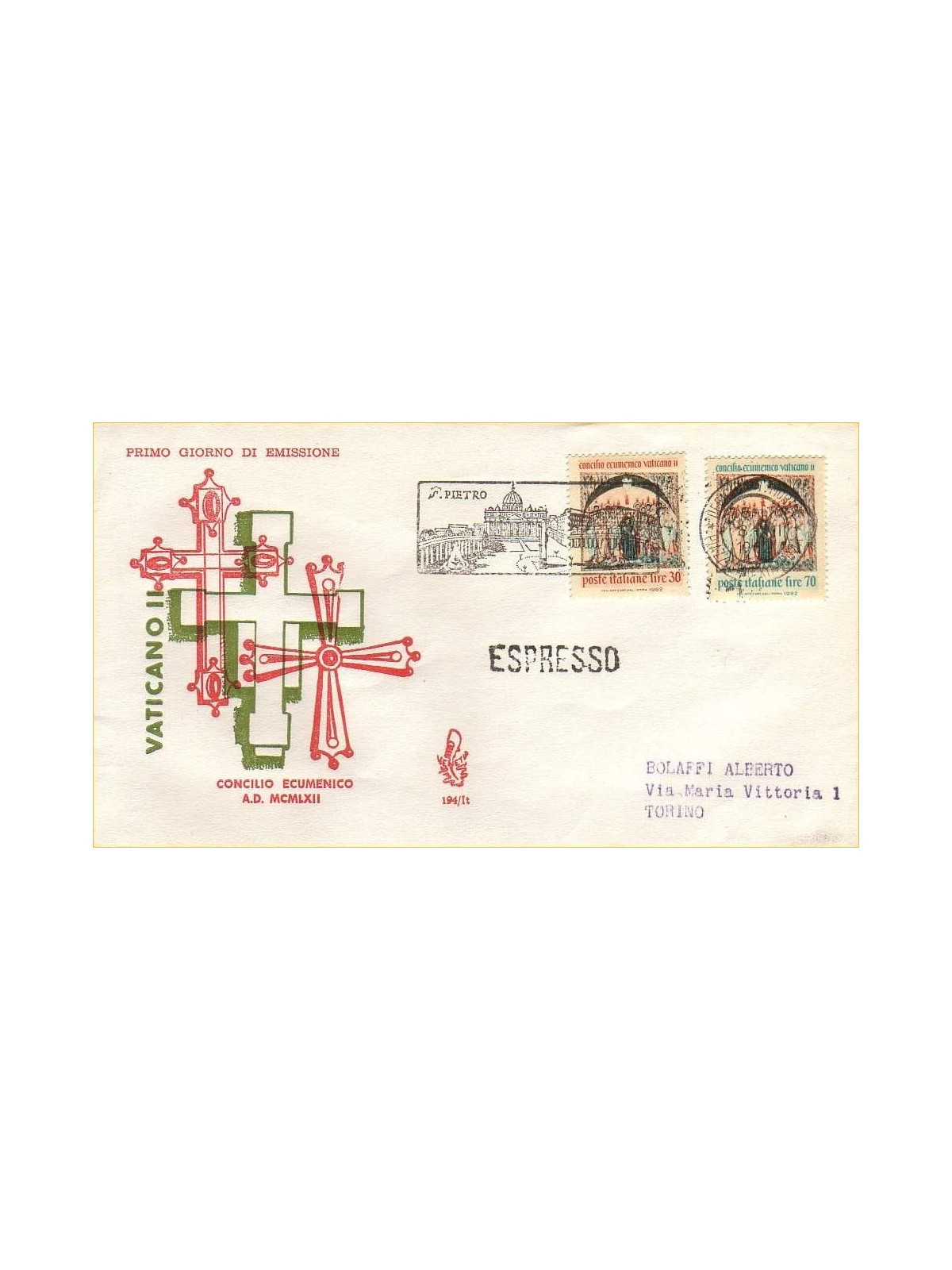 ITALY 1962 FDC (Venice) Ecumenical Council exp (3)