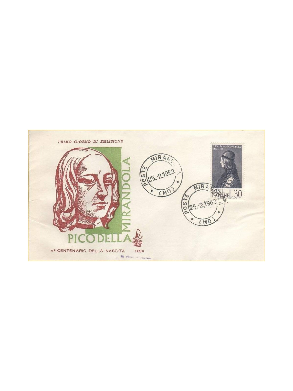ITALY 1963 FDC (Venice) Pico della Mirandola