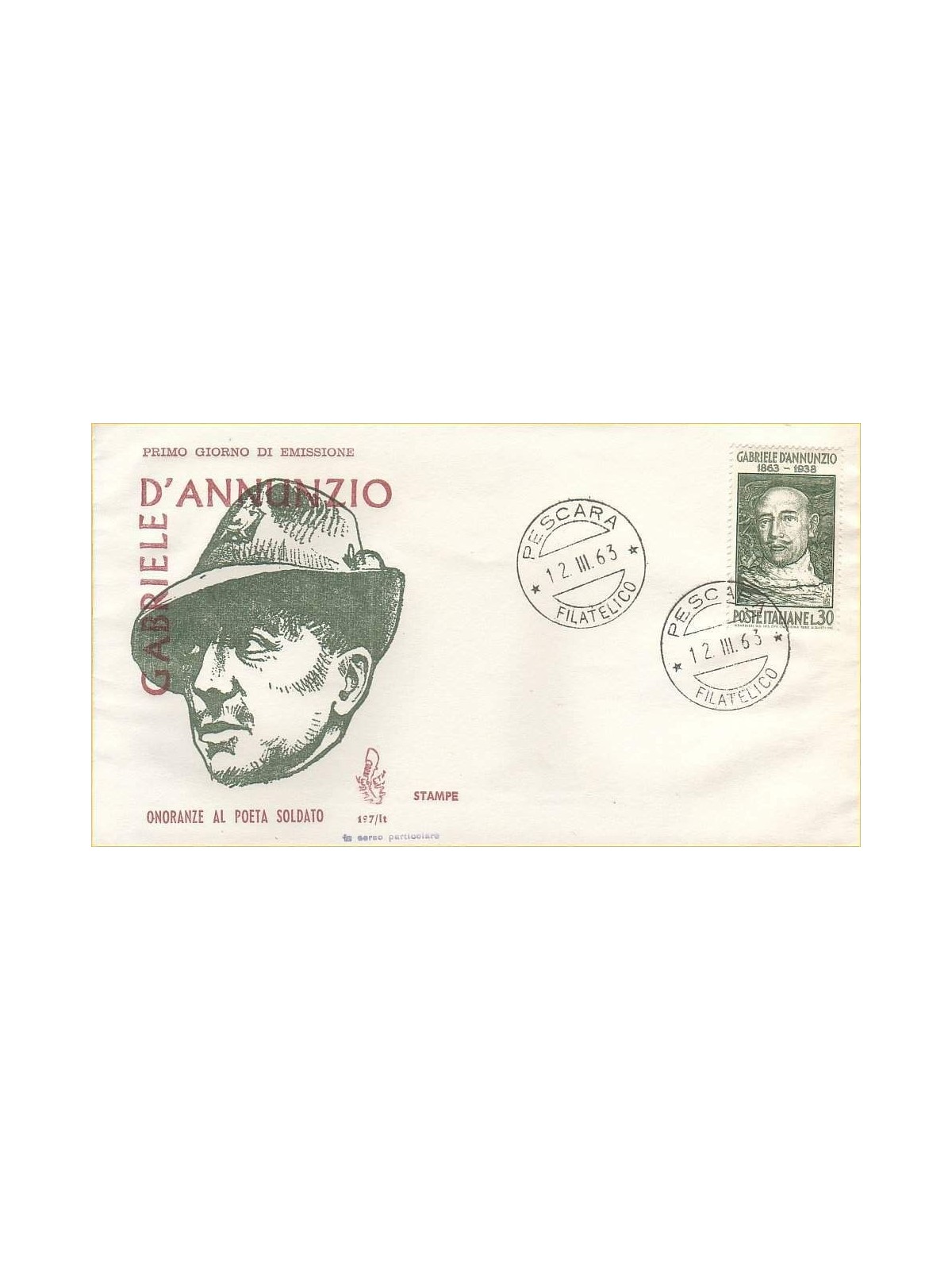 ITALIA 1963 FDC (Venetia) Gabriele D'annunzio