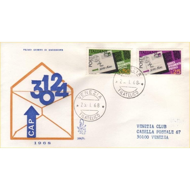 ITALY 1968 FDC (Venice) Postal Code