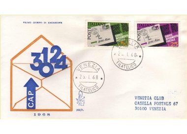 ITALY 1968 FDC (Venice) Postal Code