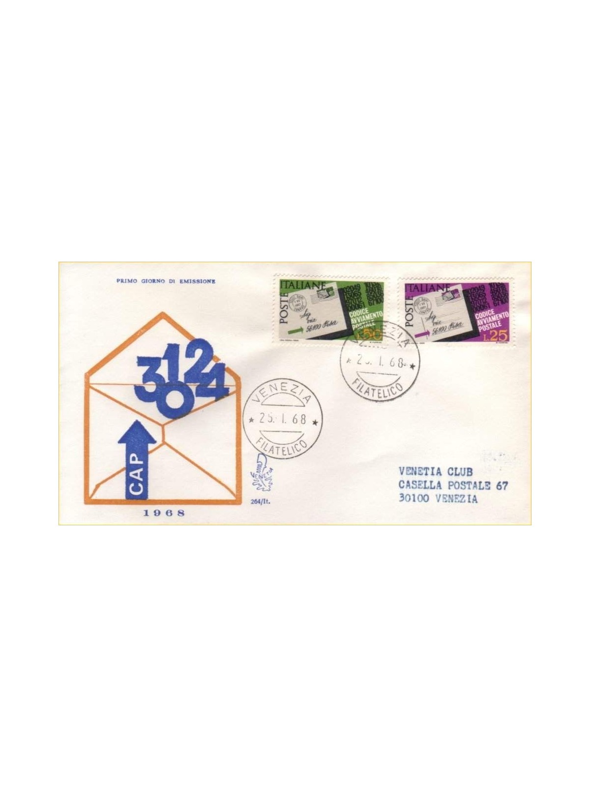 ITALIA 1968 FDC (Venetia) Codice Avviamento Postale ord