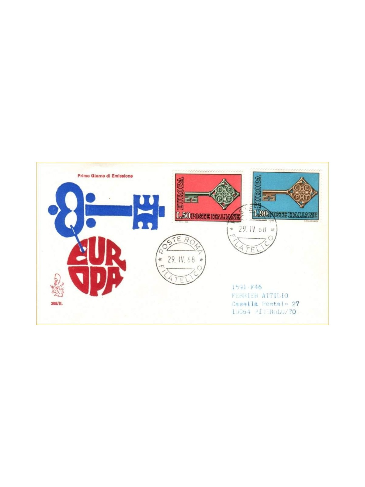 ITALIA 1968 FDC (Venetia) Europa Cept ord