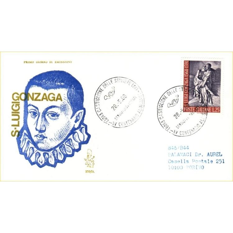 ITALY 1968 FDC (Venetia) San Luigi Gonzaga ord
