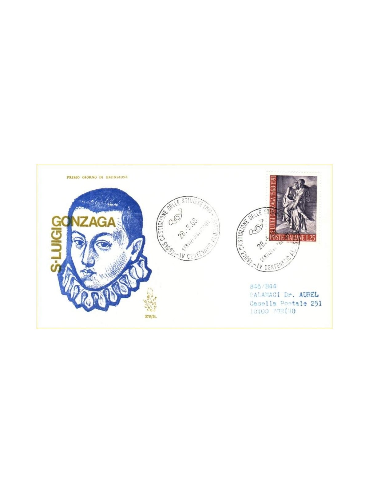 ITALIA 1968 FDC (Venetia) San Luigi Gonzaga ord