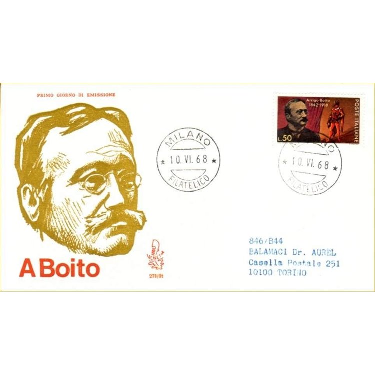 ITALIA 1968 FDC (Venetia) Arrigo Boito ord