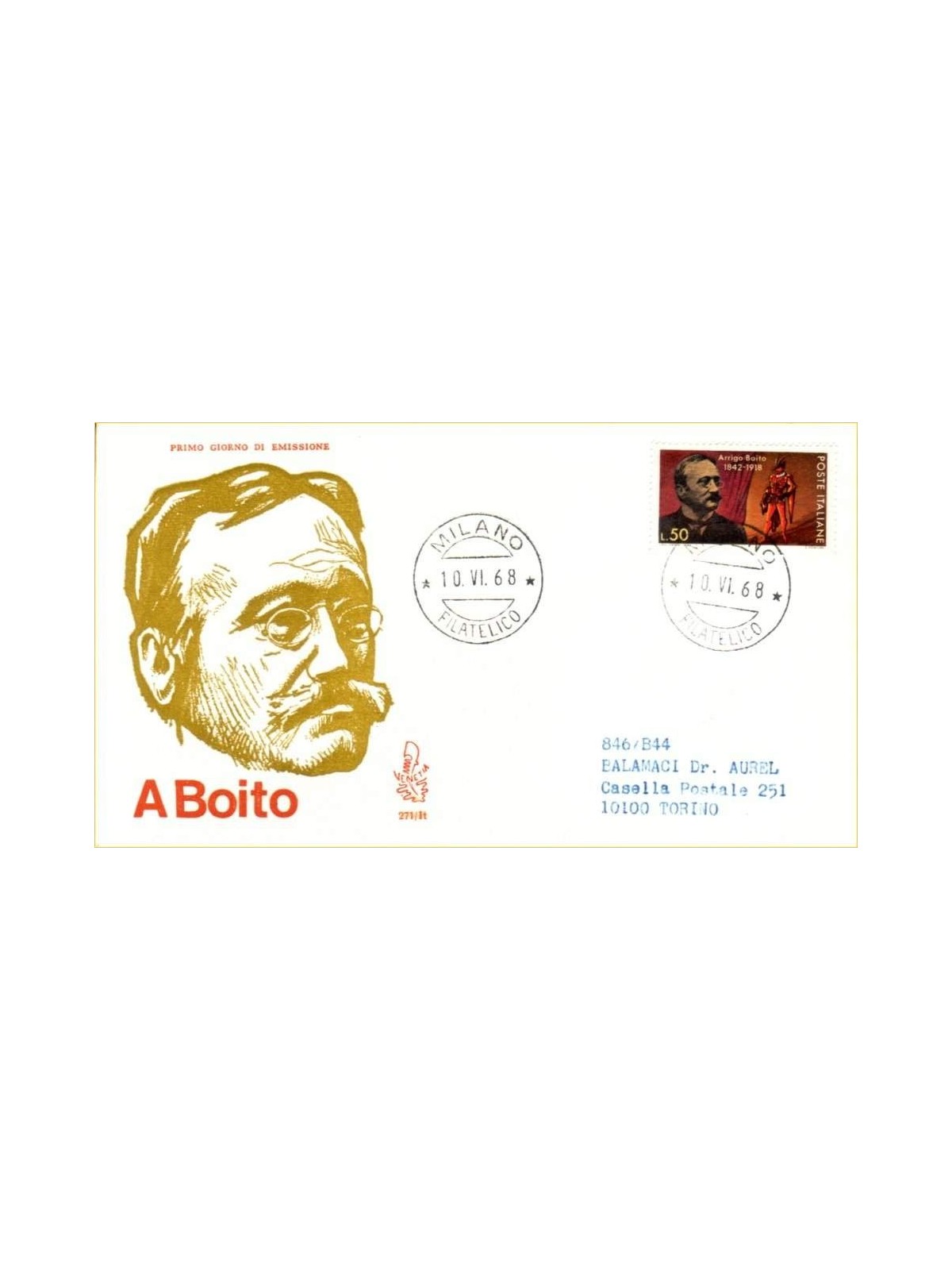 ITALY 1968 FDC (Venice) Arrigo Boito ord
