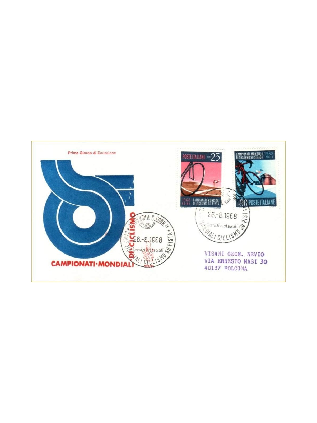 ITALY 1968 FDC (Venice) Cycling ord
