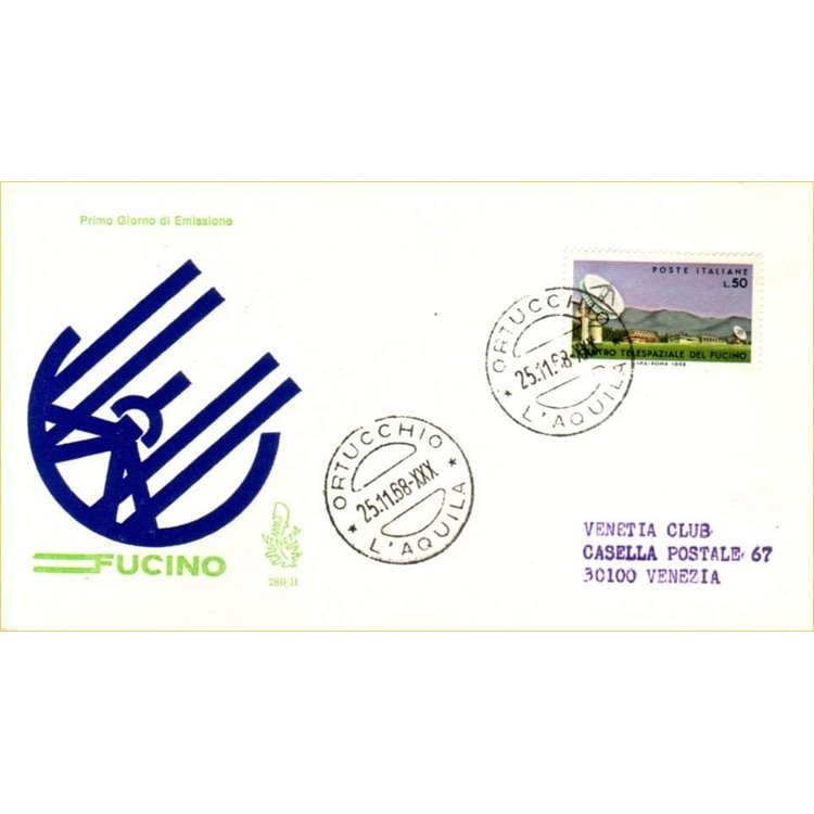 ITALIA 1968 FDC (Venetia) Fucino ord