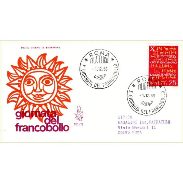 ITALIA 1968 FDC (Venetia) Giornata del francobollo ord