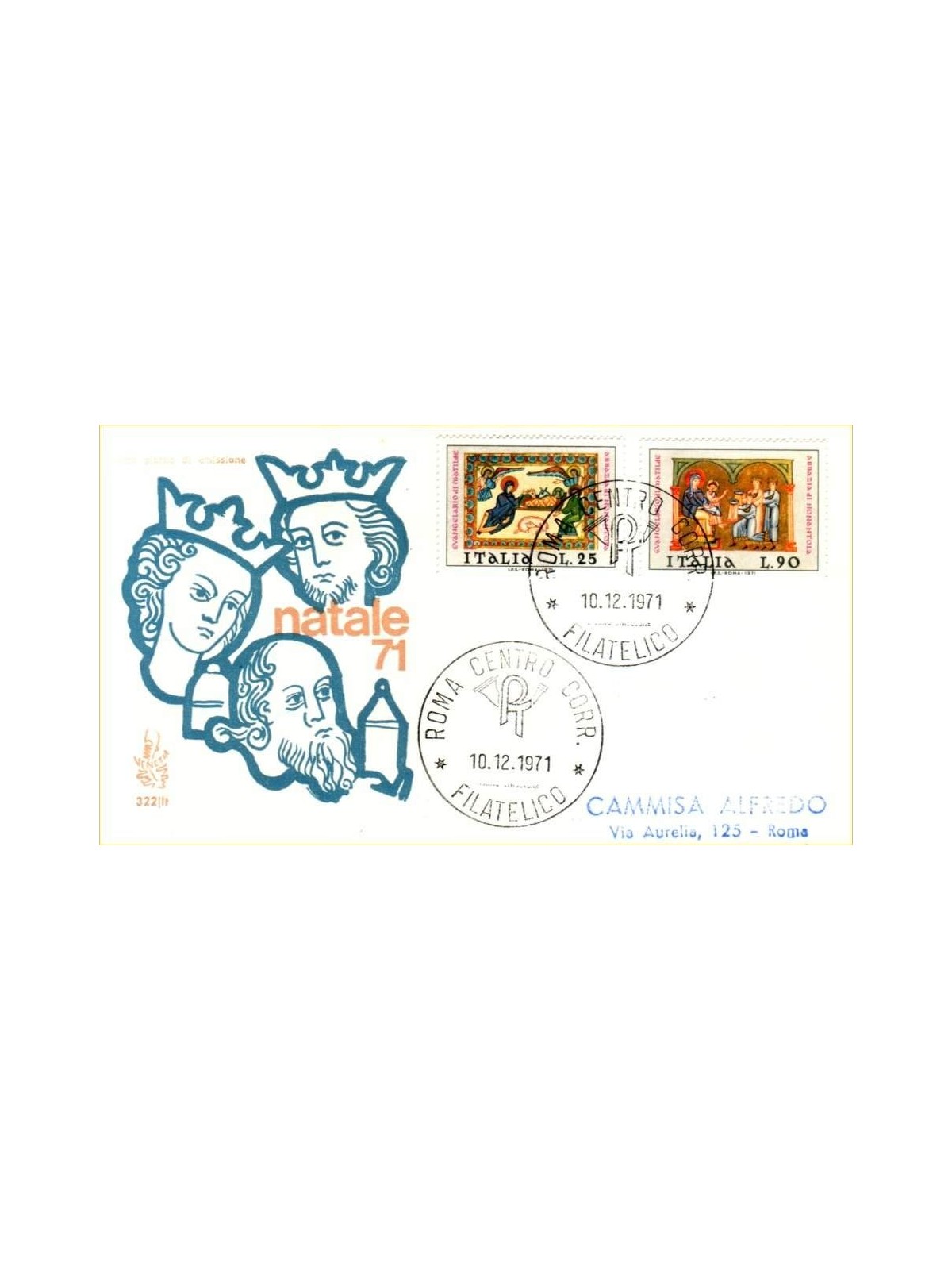 ITALY 1971 FDC (Venetia) Christmas ord rm