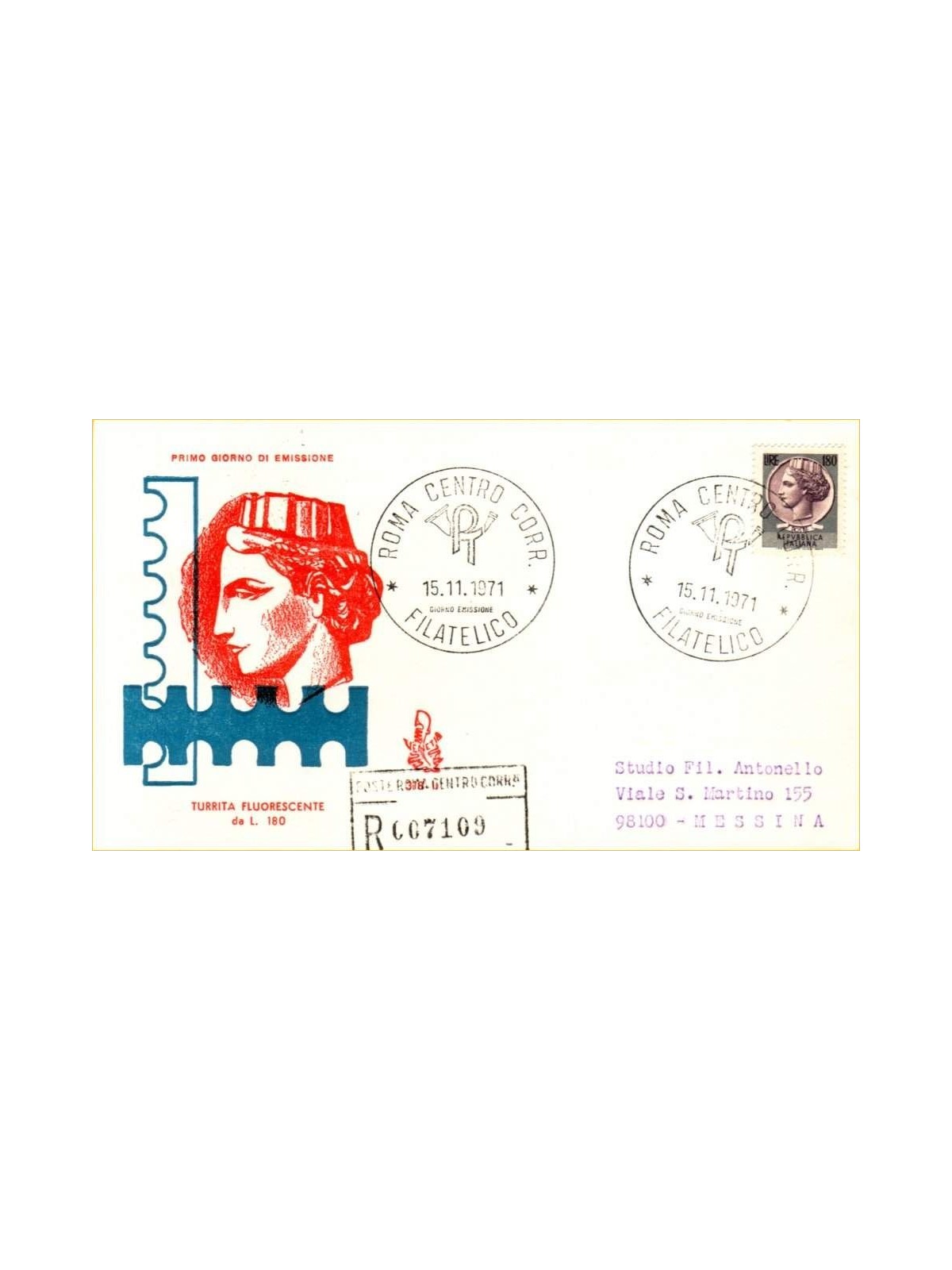 ITALIA 1971 FDC (Venetia) Siracusana racc rm