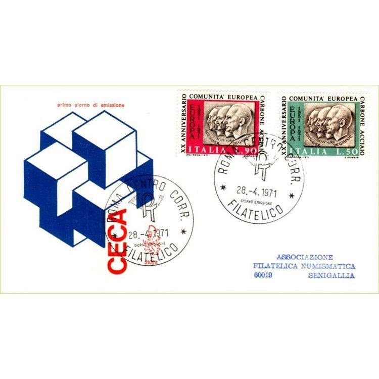 ITALY 1971 FDC (Venice) Twentieth anniversary of the CECA ord