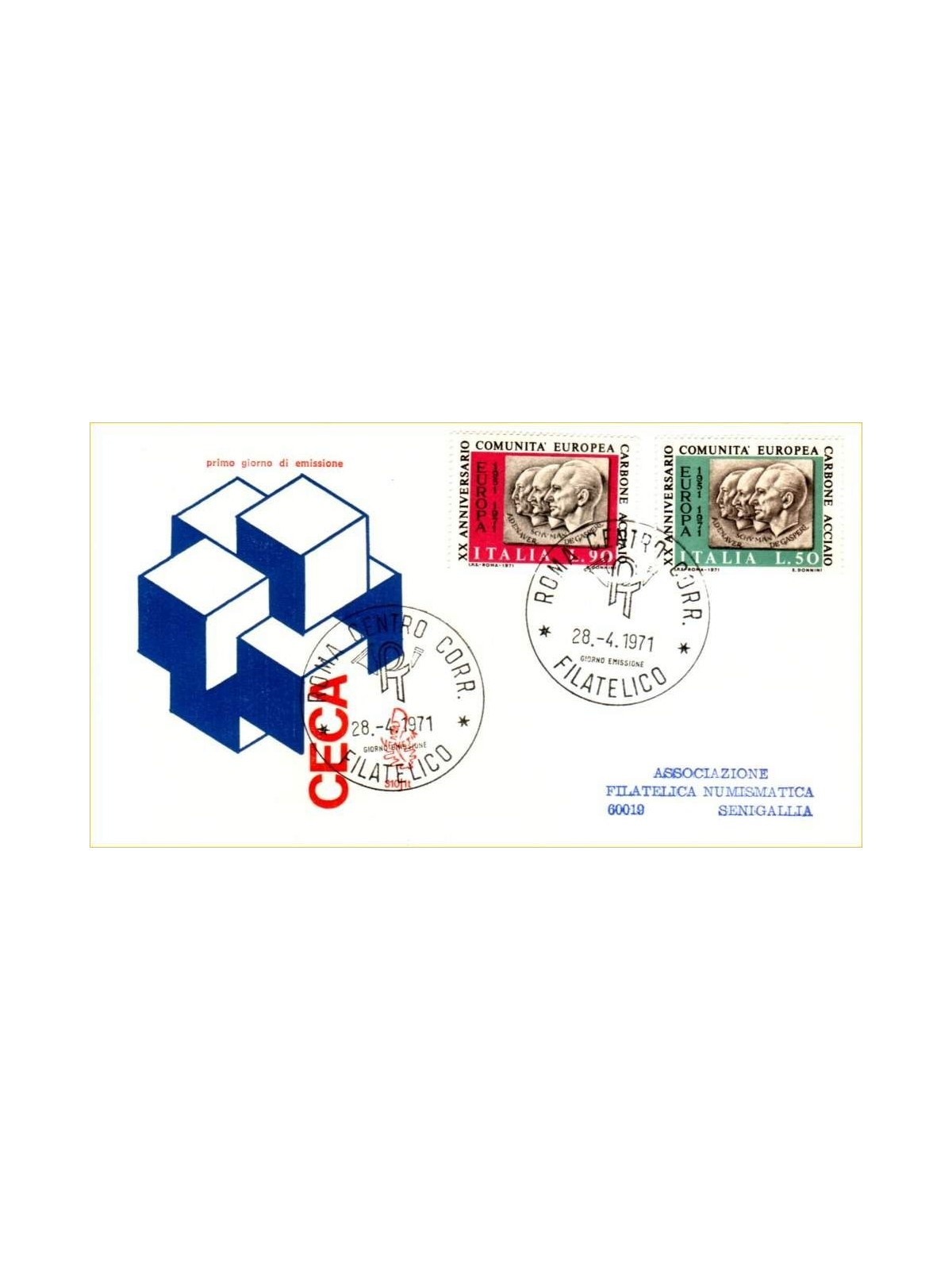 ITALIA 1971 FDC (Venetia) Ventennale CECA ord