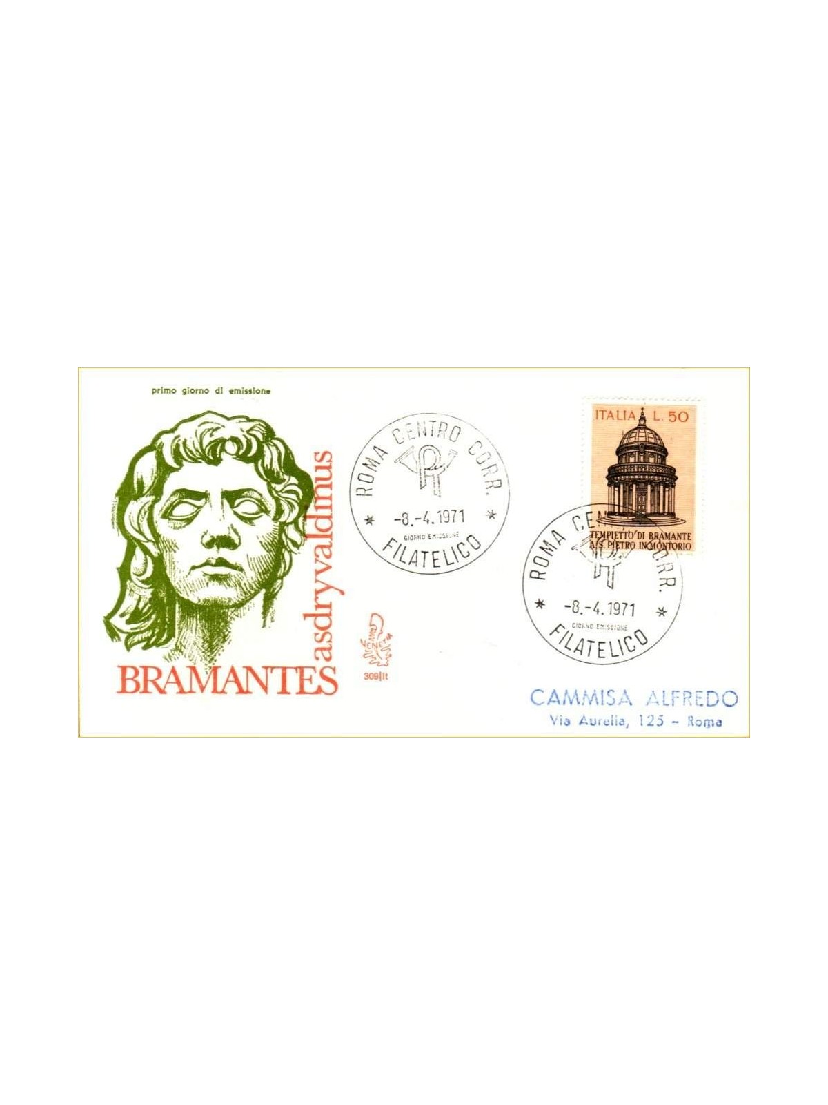 ITALY 1971 FDC (Venice) Bramante Temple ord