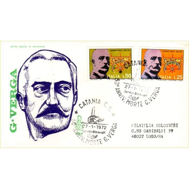 ITALY 1972 FDC (Venice) Giovanni Verga ord ct