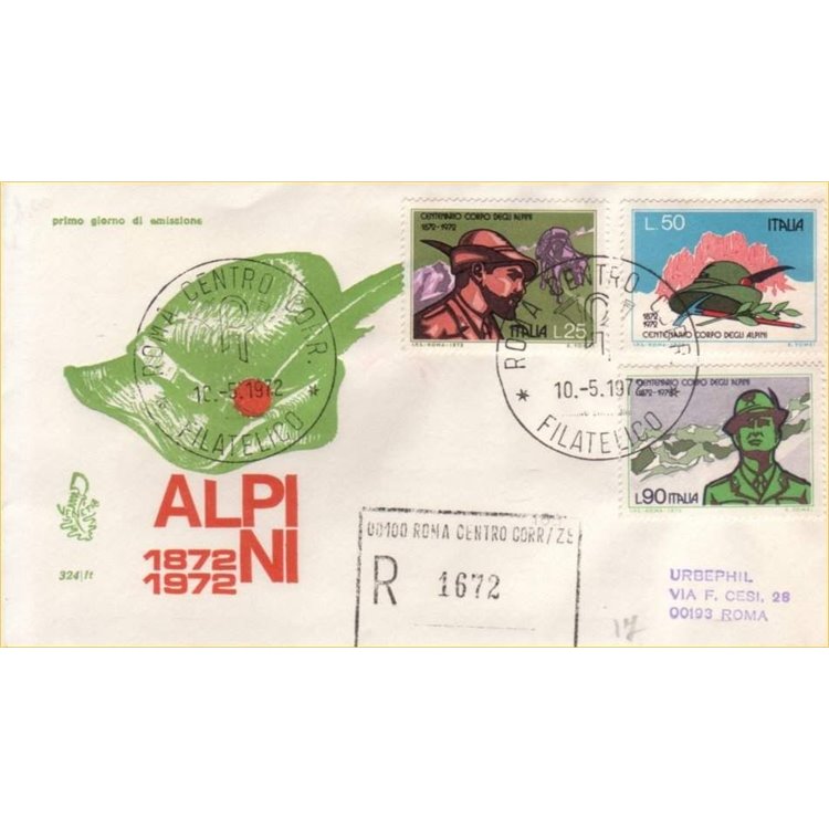 ITALY 1972 FDC (Venice) Alpine Corps collected rm