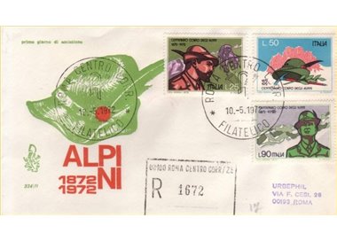 ITALIA 1972 FDC (Venetia) Corpo degli alpini racc rm