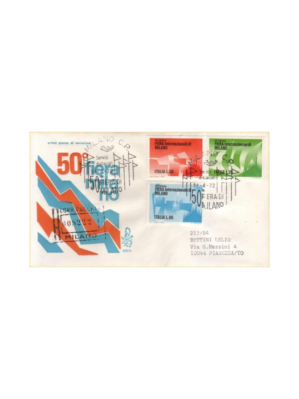 ITALIA 1972 FDC (Venetia) Fiera di Milano racc mi