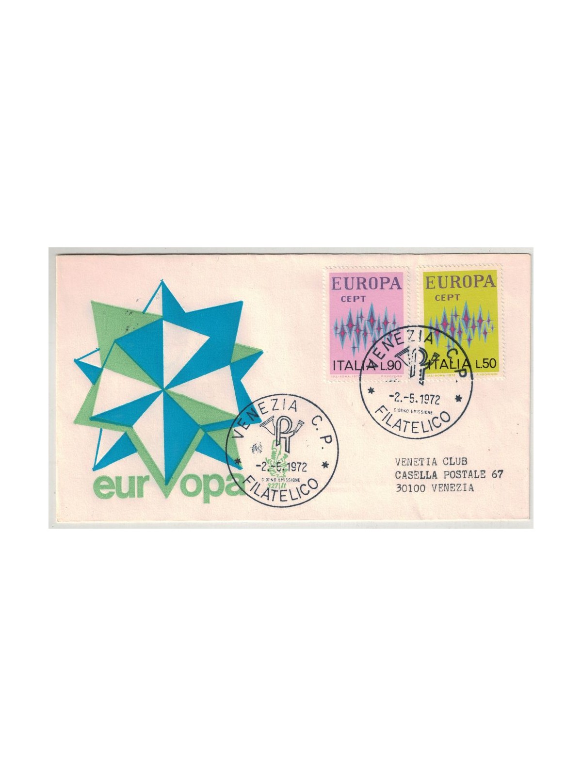 ITALY 1972 FDC (Venetia) Europe Cept ord ve